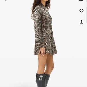 Ganni Leopard Print Belted Mini Dress
